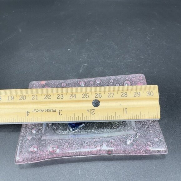 Vintage Hand Made Rectangular Trinket Dish Holder Container Plate Pink Bubbles - Picture 7 of 12